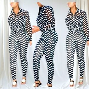 Black and White Two Piece Set Long Sleeve Y2K Small
